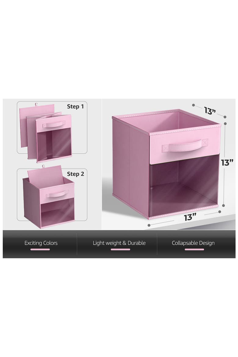 6-Pack Window Collapsible Storage Bins, Alternate, color, PASTEL MULTI COLOR
