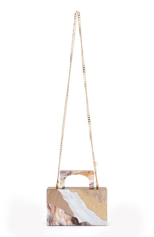 Olga Berg Fleur Acrylic Top Handle Bag In Brown
