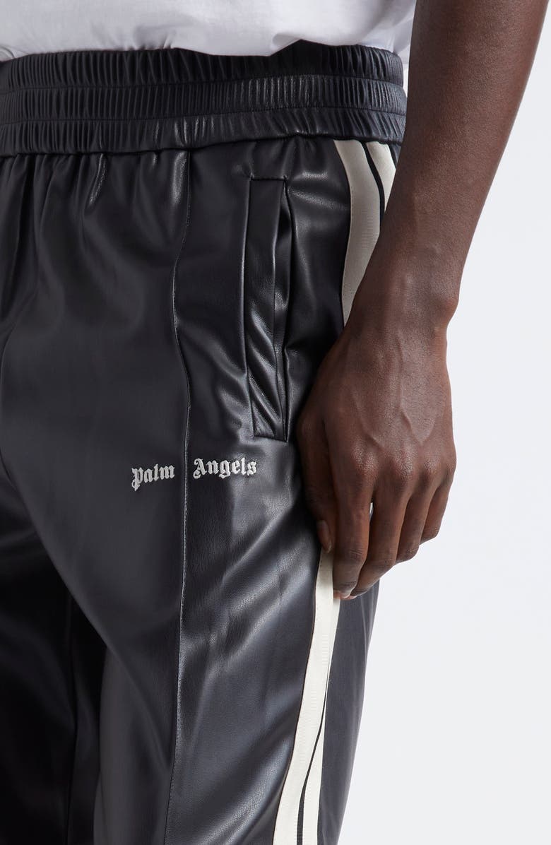 Palm Angels Faux Leather Track Pants, Alternate, color, 