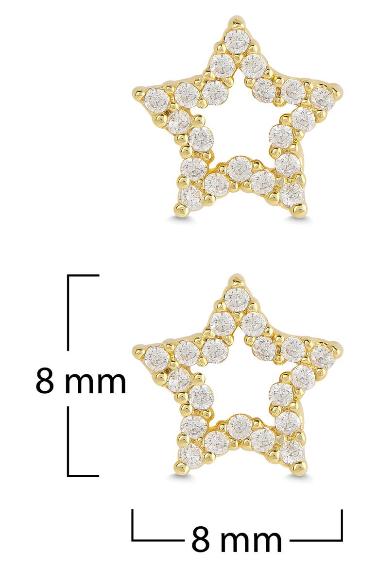 Kids' Cubic Zirconia Open Star Stud Earrings, Alternate, color, GOLD