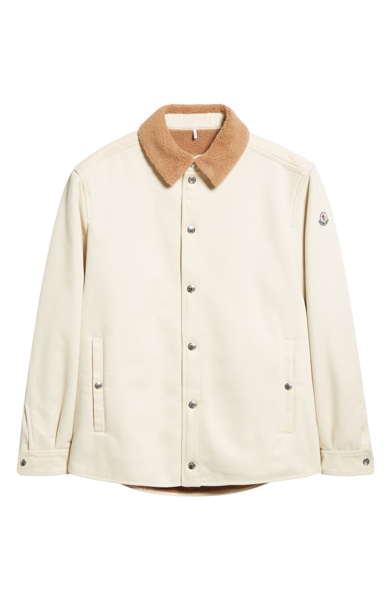 Moncler Teddy Collar Cotton Shirt Jacket, Alternate, color, 
