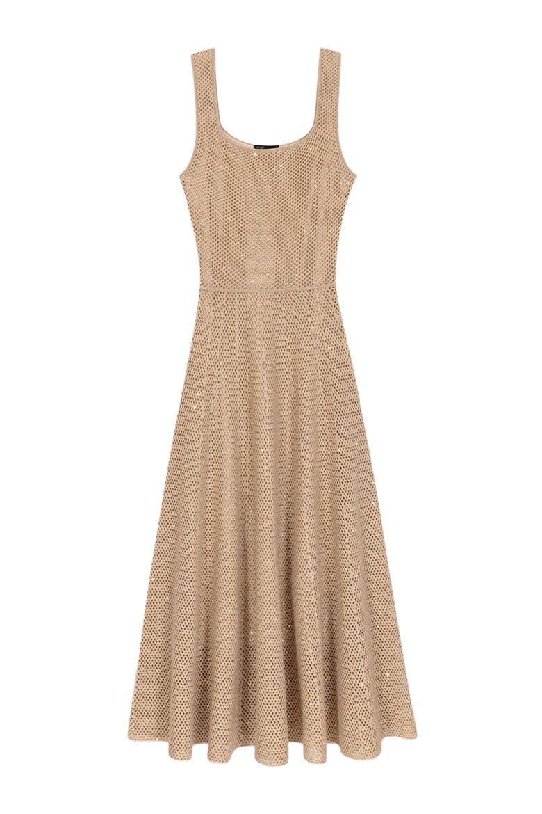 Rhinestone knit maxi dress, Alternate, color, Nude