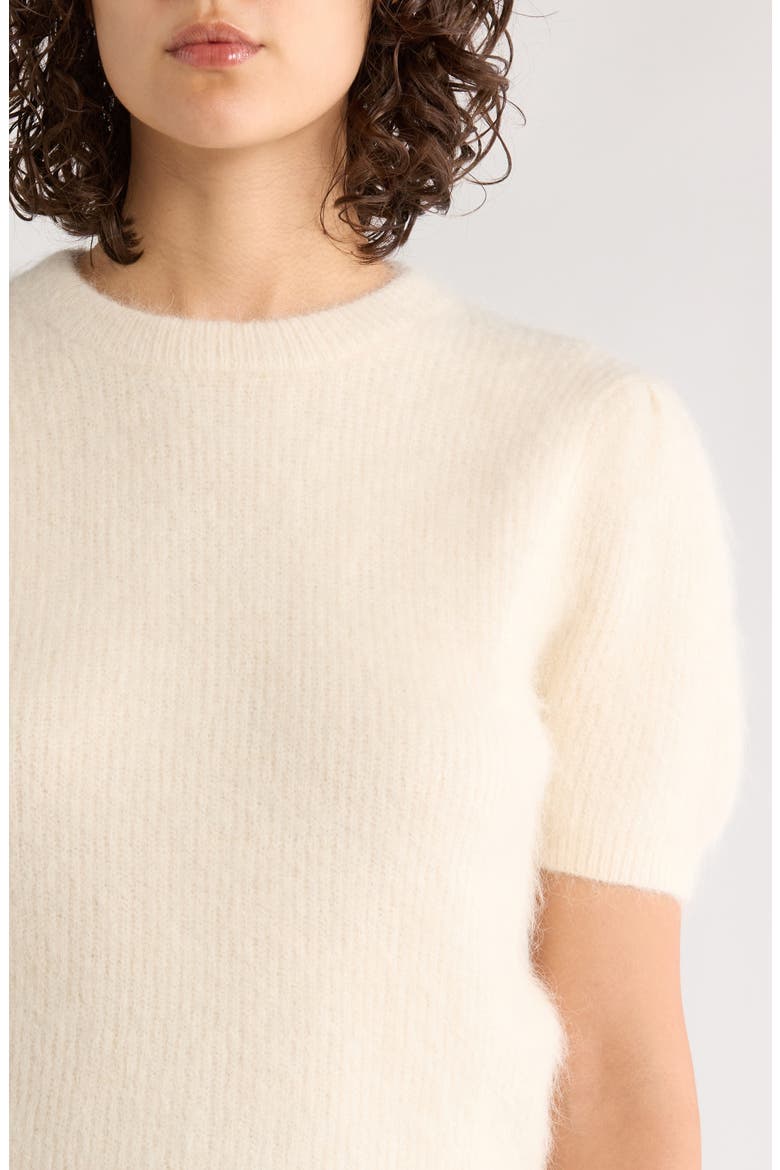 Puff Short Sleeve Suri Alpaca Blend Sweater, Alternate, color, CREAM