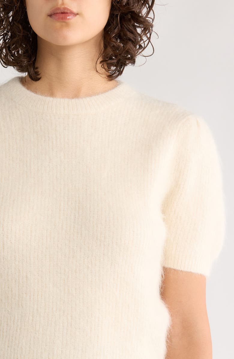 Marine Layer Puff Short Sleeve Suri Alpaca Blend Sweater, Alternate, color, Cream