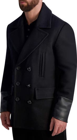 KARL LAGERFELD PARIS Double Breasted Wool Blend Blazer Coat outlet