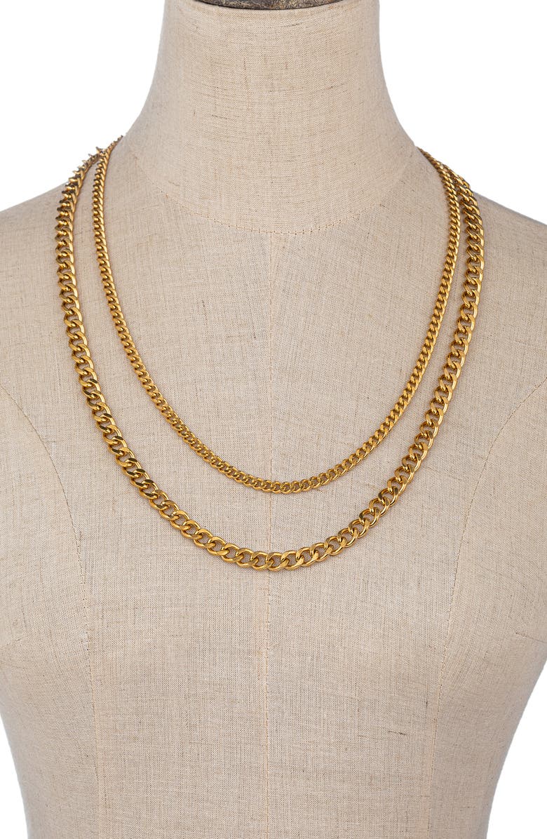 EYE CANDY LOS ANGELES Men's Set of 2 Asher Curb Chain Necklaces, Alternate, color, Gold