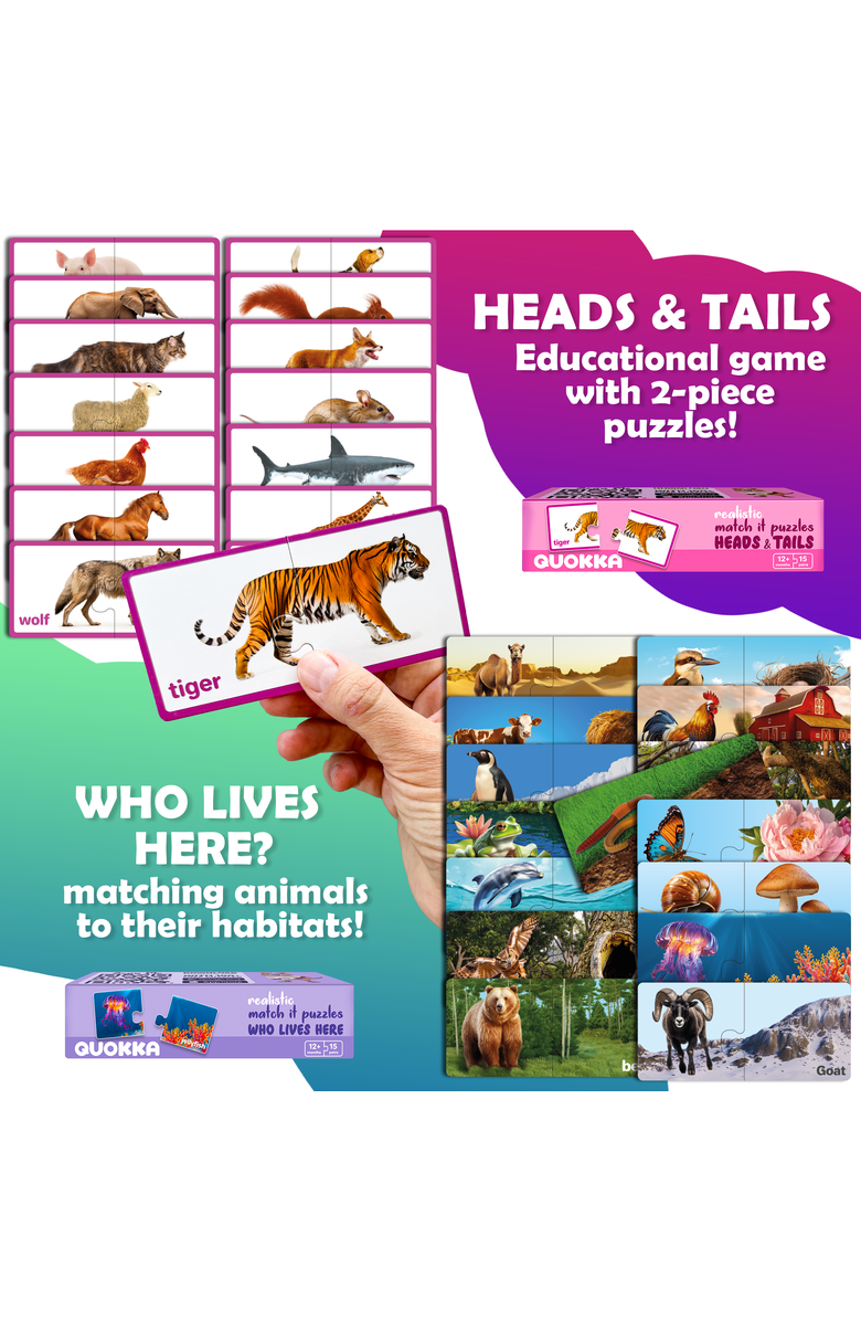 Quokka Matching Puzzle 5-Pack Set for Toddlers, Alternate, color, Matching Games