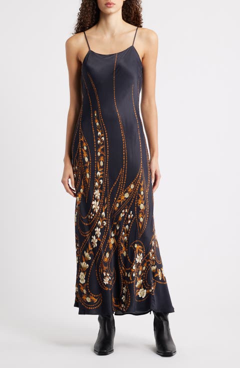 Garden Silhouette Maxi Slip Dress