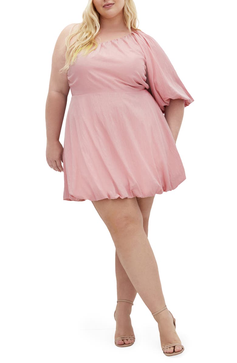 City Chic Mercy One Shoulder Minidress, Main, color, Pout