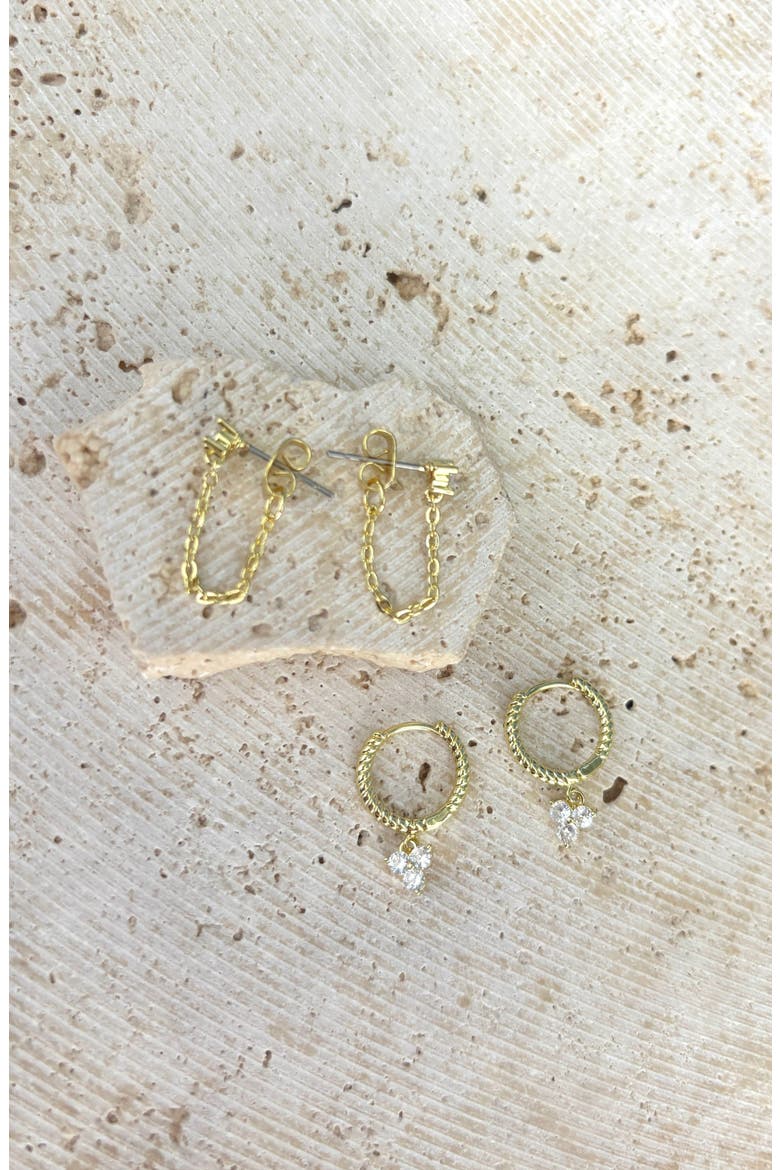 Set of 2 Earrings, Alternate, color, GOLD