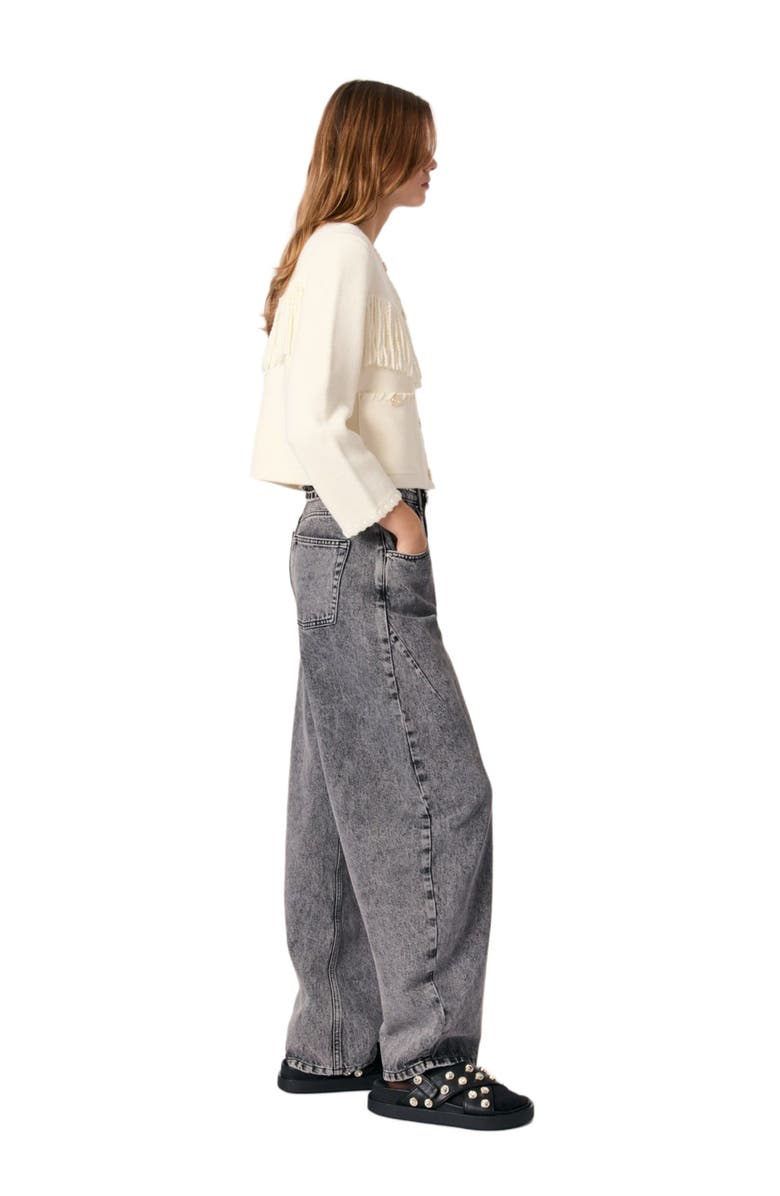 maje Fringed cardigan, Alternate, color, 