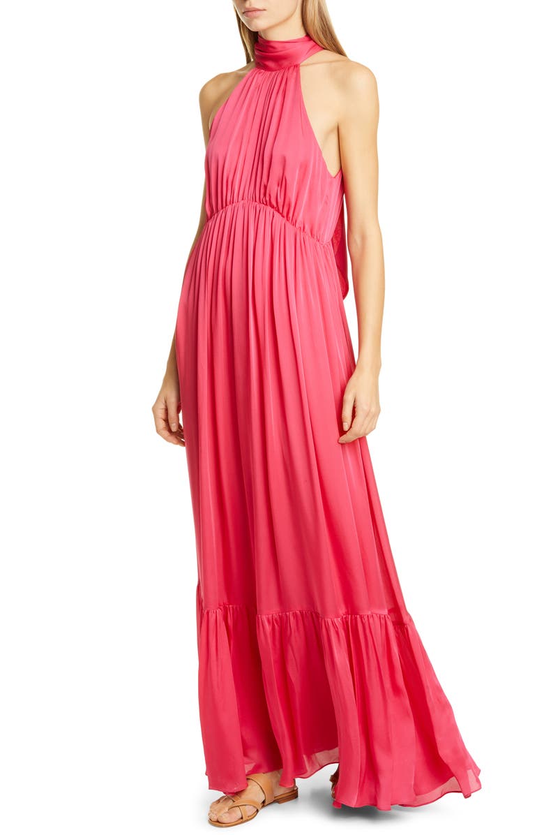 Zimmermann Halter Bow Silk Maxi Dress, Main, color,