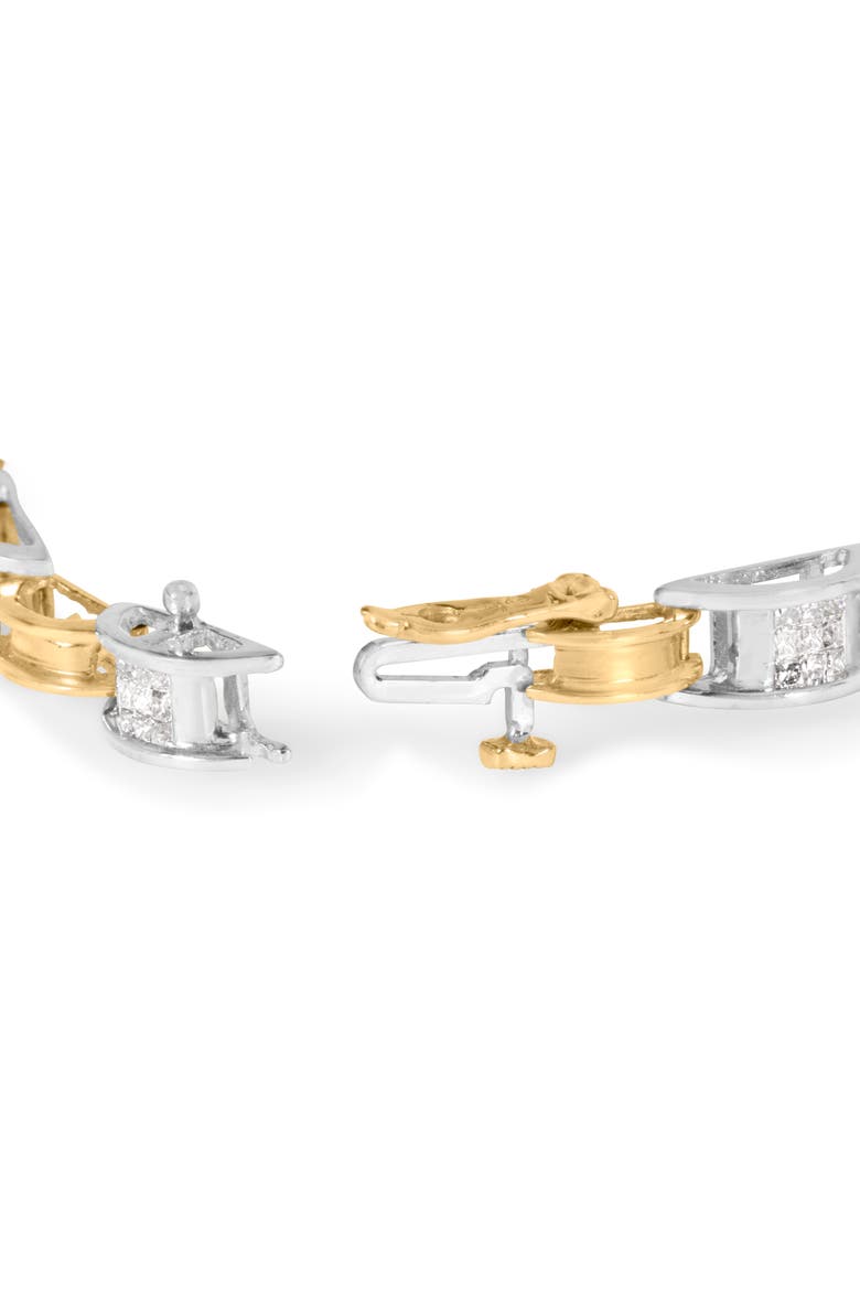 14K Two-Tone Gold 1.00 Cttw Princess-Cut Diamond Chain Link  Bracelet, Alternate, color, Yellow