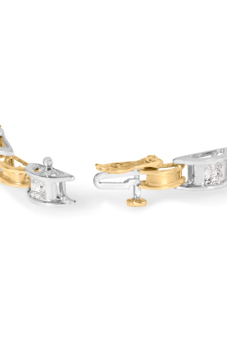 Haus of Brilliance 14K Two-Tone Gold 1.00 Cttw Princess-Cut Diamond Chain Link Bracelet, Alternate, color, Yellow