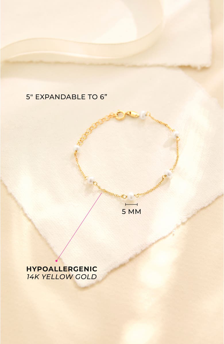 In Season Jewelry 14k 4mm Freshwater Cultured Pearl Bracelet, Alternate, color, White