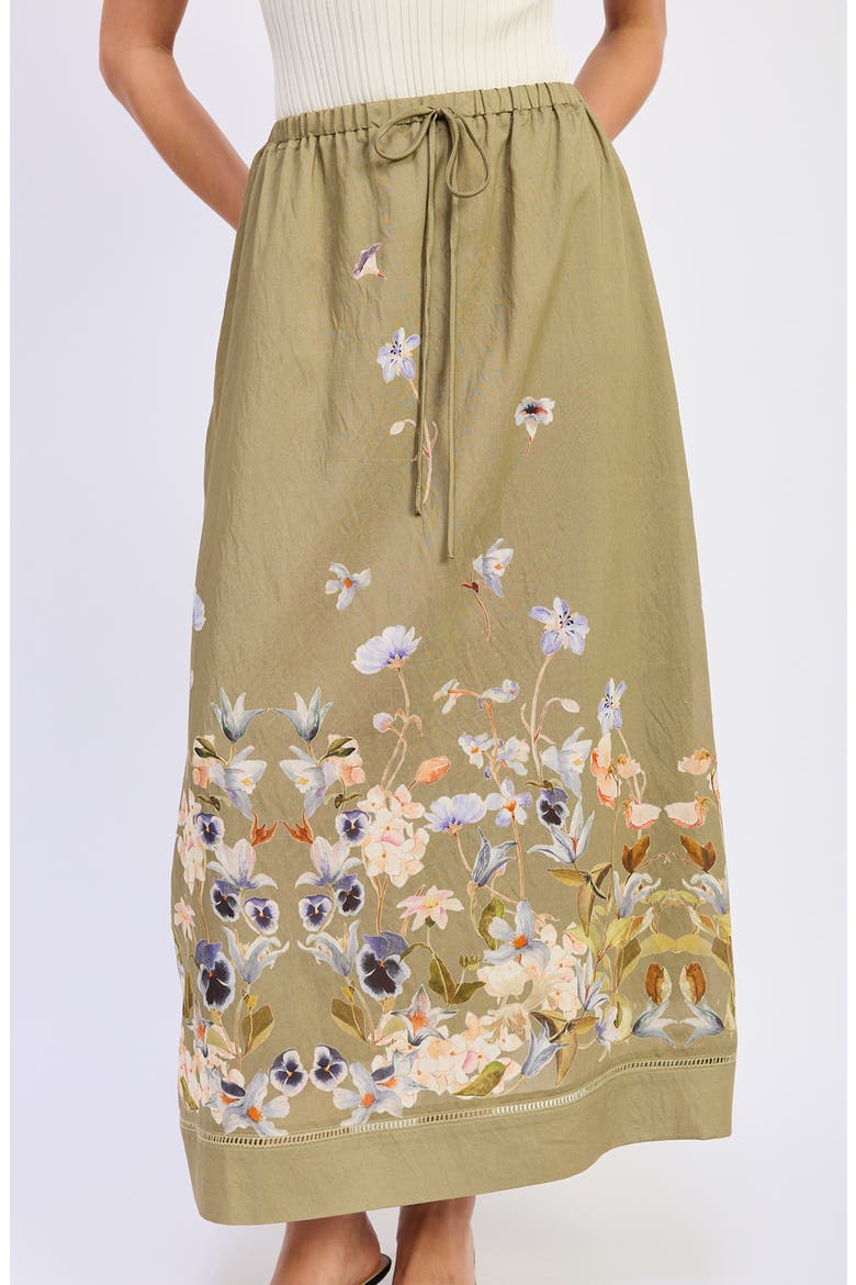 Yvette Floral Maxi Skirt, Alternate, color, OLIVE BLUE FLORAL
