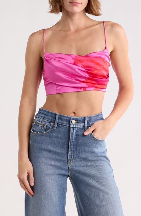 Satin Draped Crop Top
