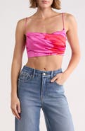 Good American Satin Draped Crop Top