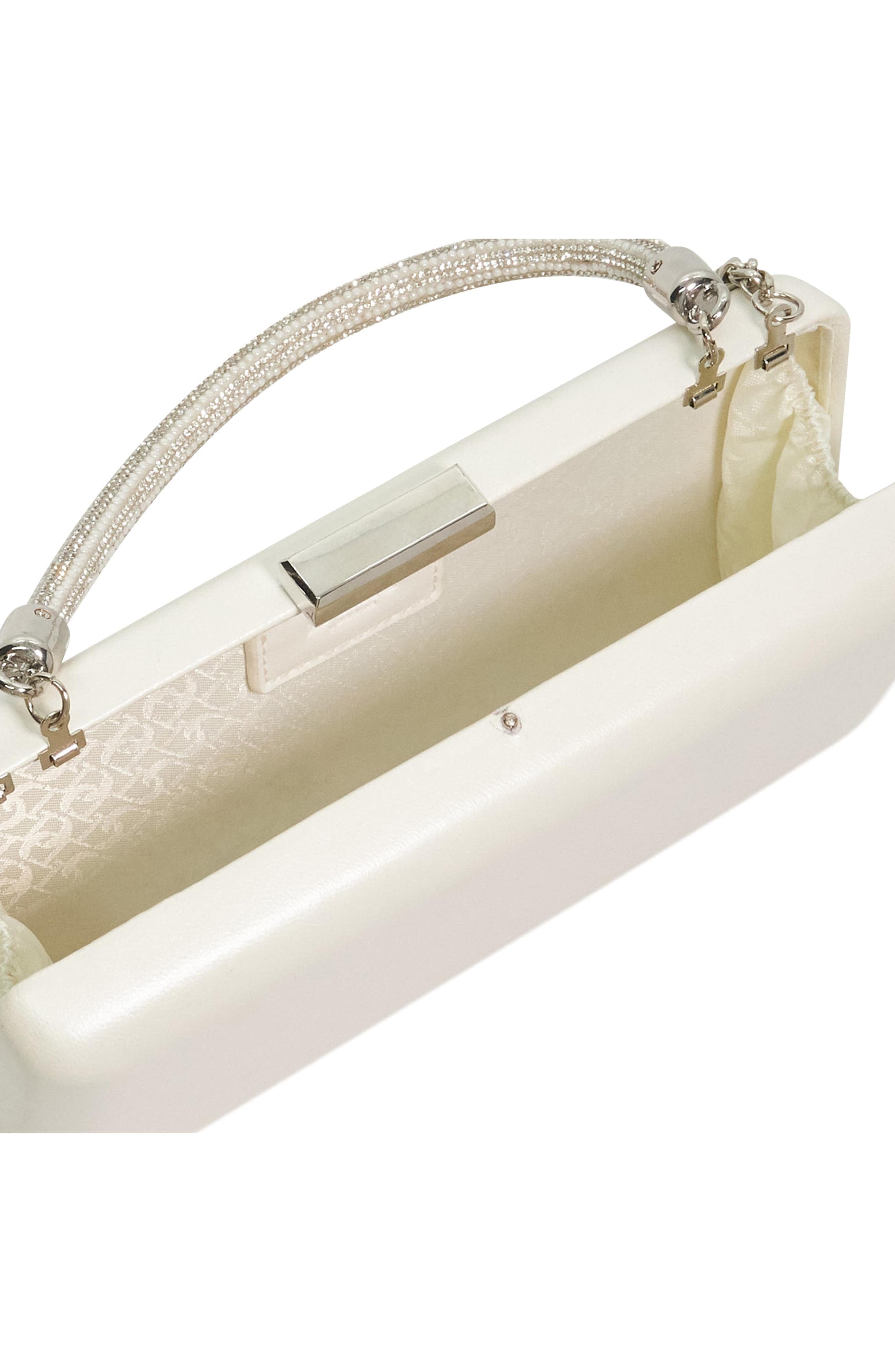 Dune London Brunch Leather Frame Clutch, Alternate, color, Ivory