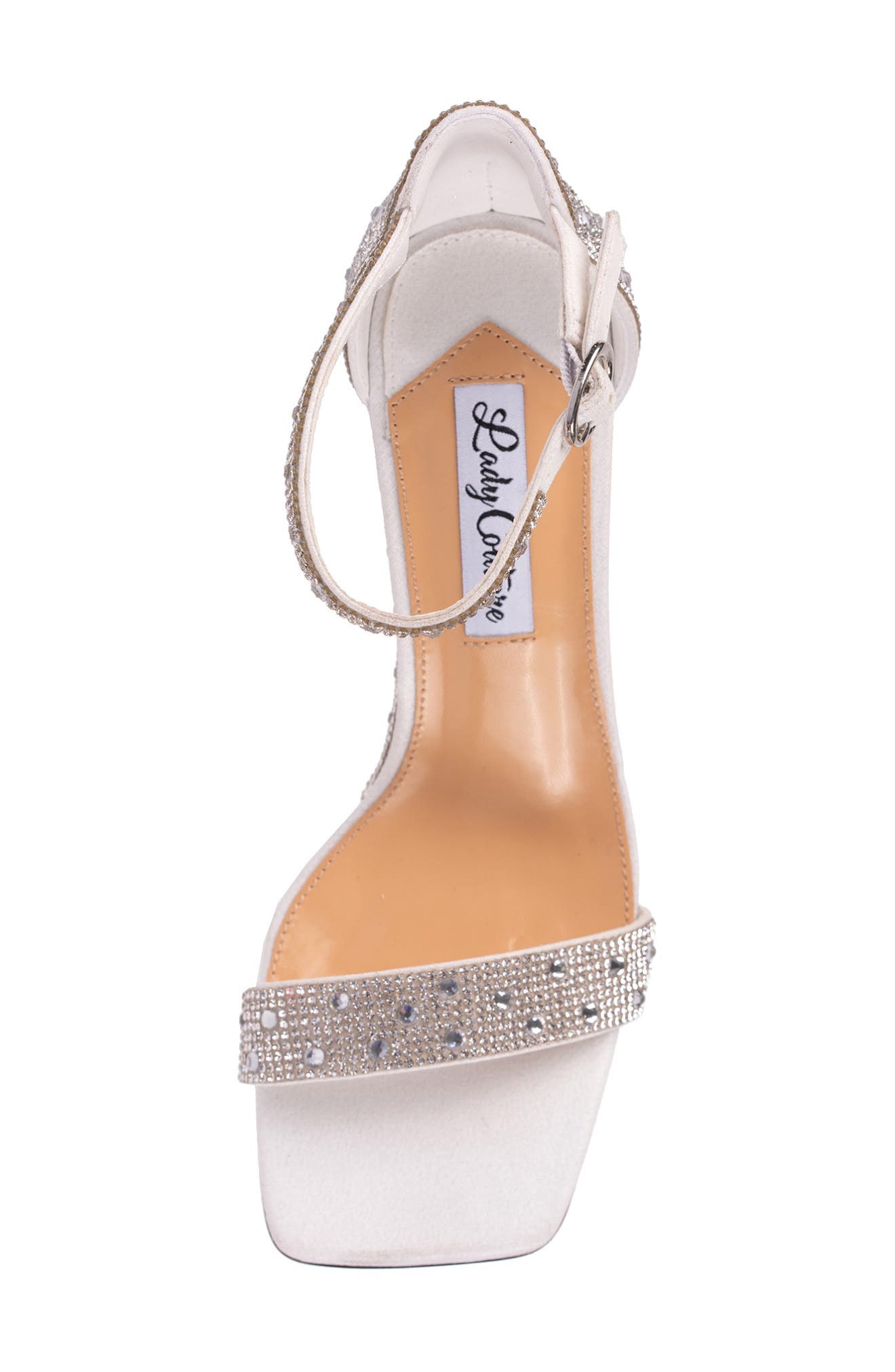 LADY COUTURE Kloe Crystal Embellished Wedge Sandal, Alternate, color, White