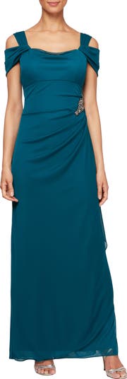 Alex Evenings Embellished Cold Shoulder Column Evening Gown | Nordstrom