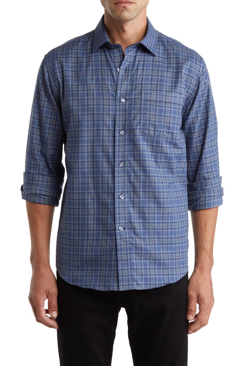 Lorenzo Uomo Trim Fit Flannel Cotton Dress Shirt, Main, color,
