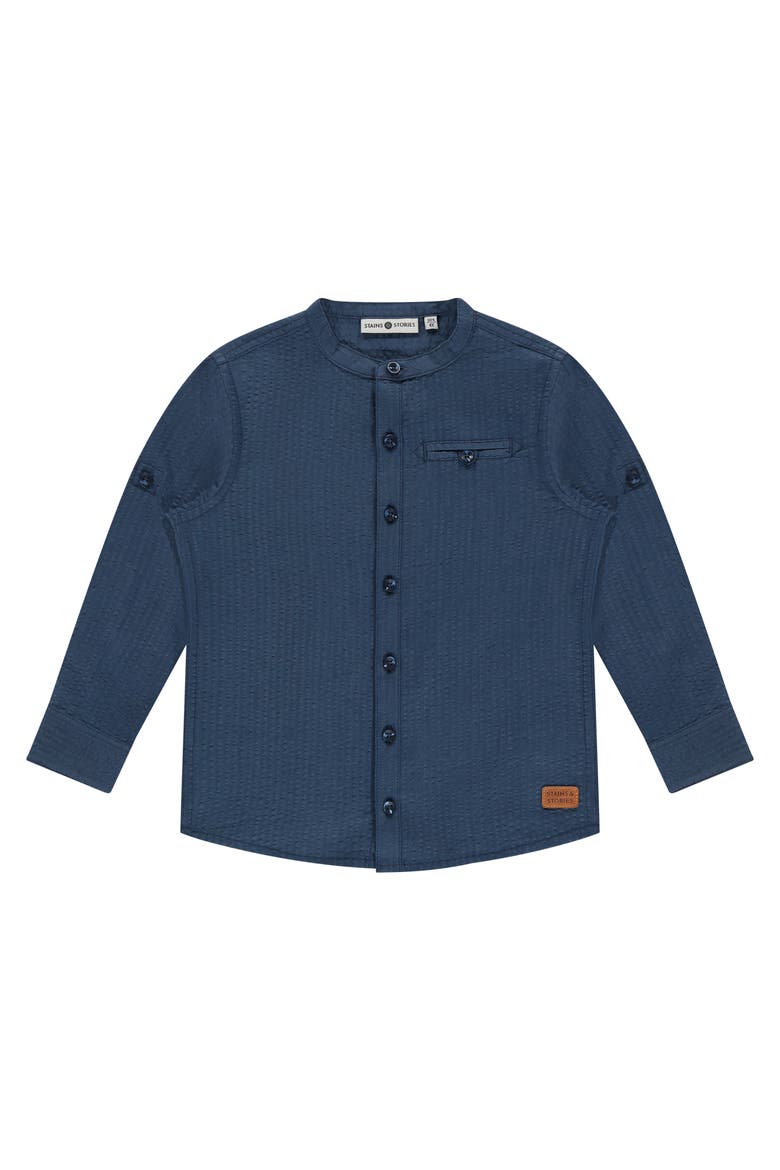 Textured Classic Mock Neck Button Up, Main, color, Water