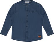 Stains and Stories by Babyface Textured Classic Mock Neck Button Up