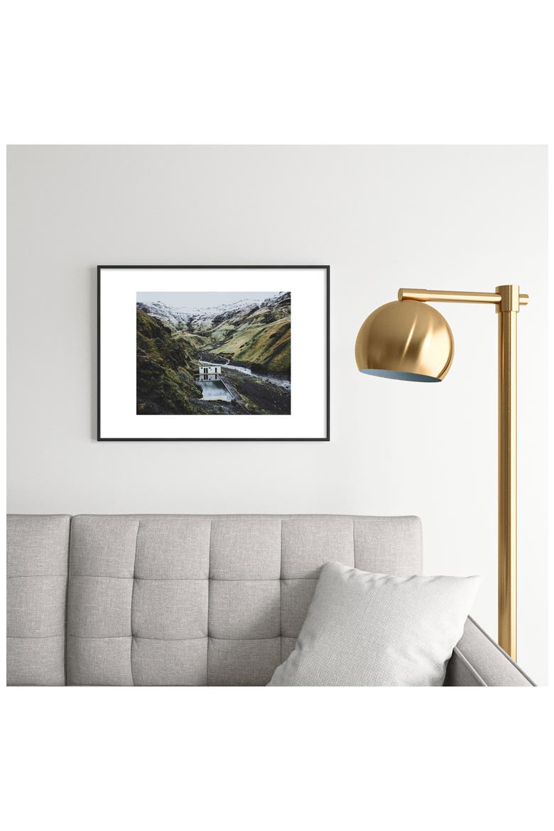 Seljavallalaug Iceland Framed Art Print, Alternate, color, BLACK TONES