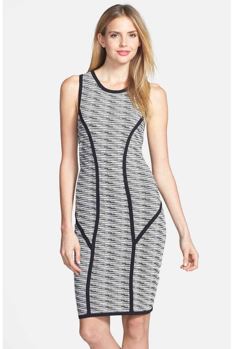 by Andrew Marc Jacquard Sheath Dress, Main, color, BLACK/ WHITE