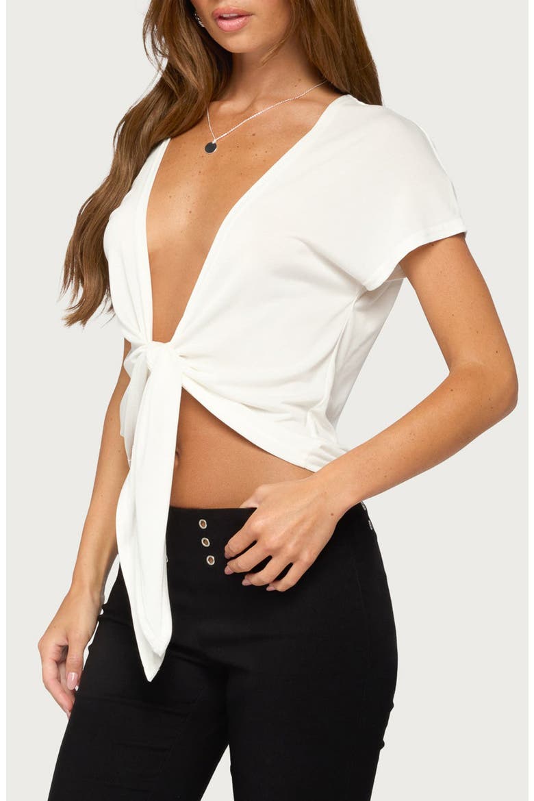 Marisse Tie Front Top, Alternate, color, WHITE