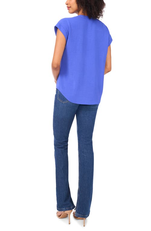 Vince Camuto Crinkle Lace-up Top In Blue