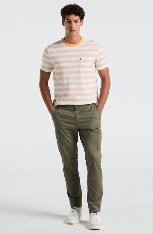 Original Penguin Stripe Waffle Knit Pocket T-shirt In Jurassic Gold
