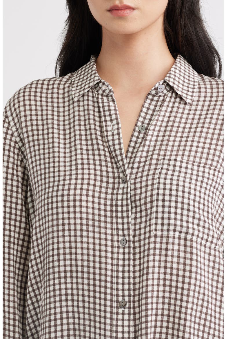 Josephine Gingham Button-Up Shirt, Alternate, color, ESPRESSO GINGHAM