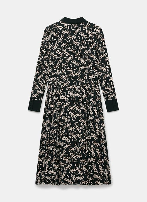 Mint Velvet Bow Print Midi Shirt Dress In Black