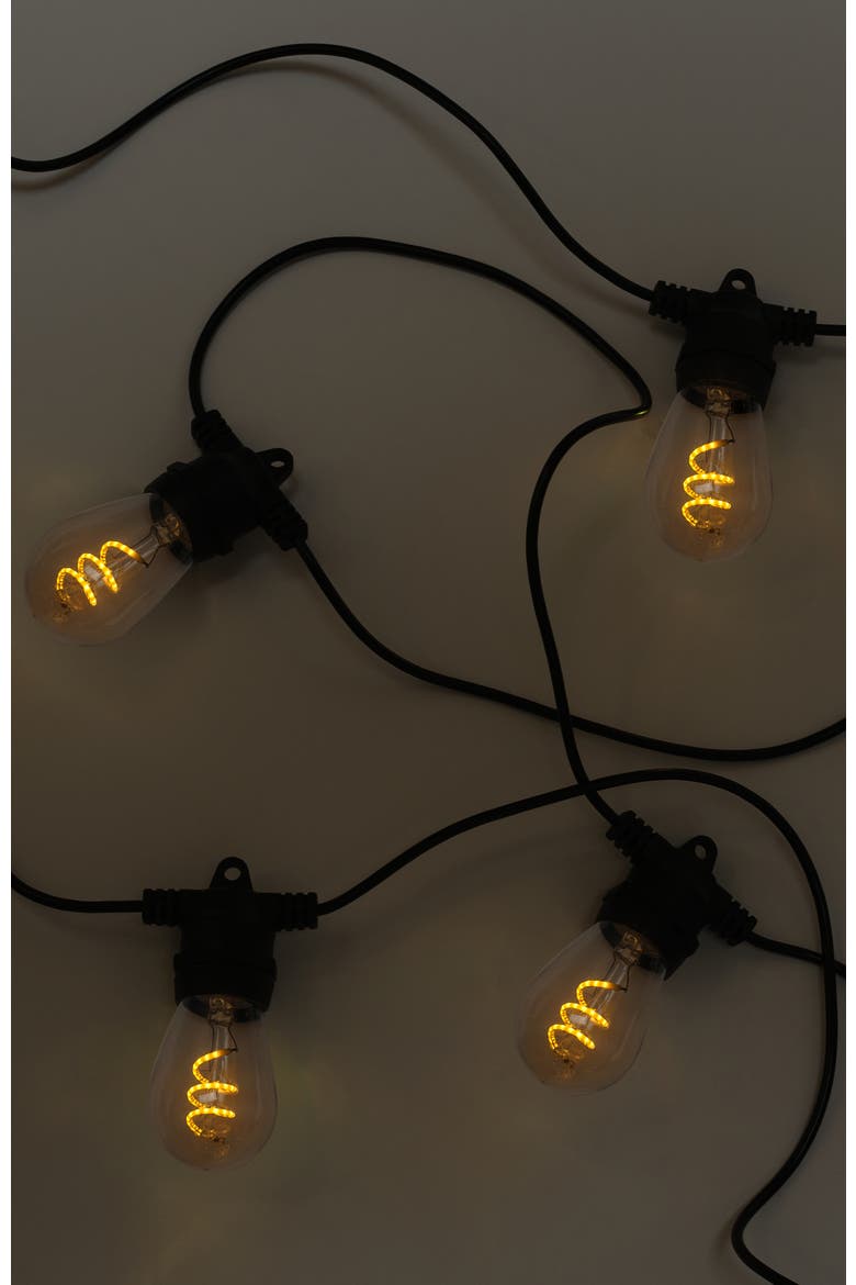 27 ft or 48 ft, Solar‑Powered Heavy Duty LED Outdoor String Lights, Weatherproof Spiral Filament Edison Bulbs, Alternate, color, 27 ft 12 Bulbs | Soft White