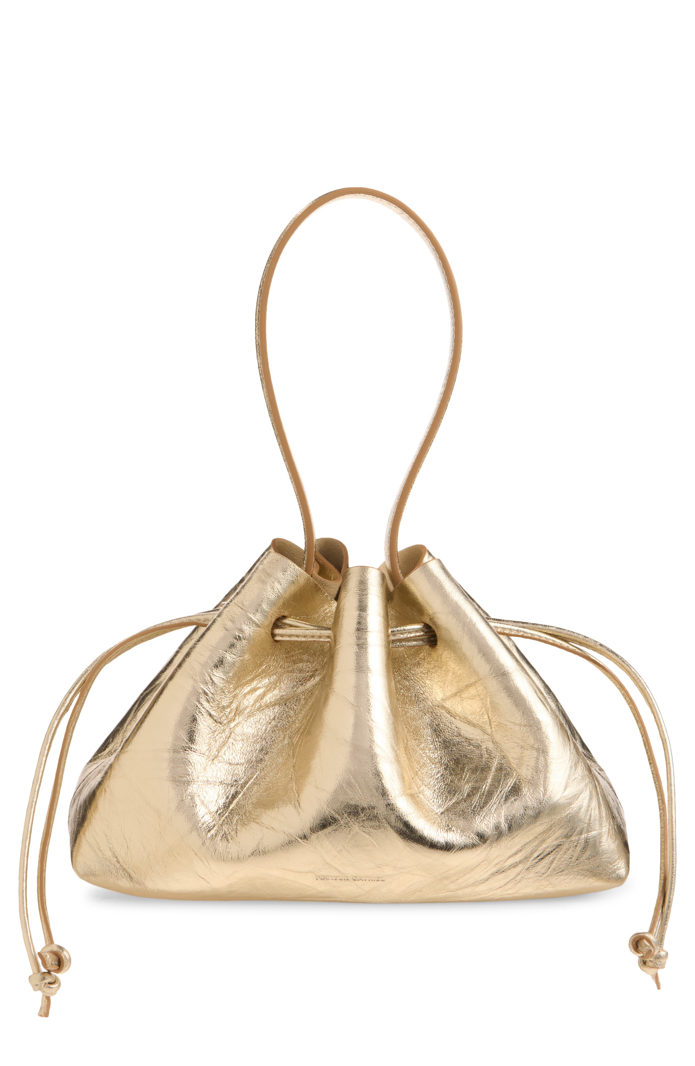 Drawstring Pouchette, Main, color, GOLD