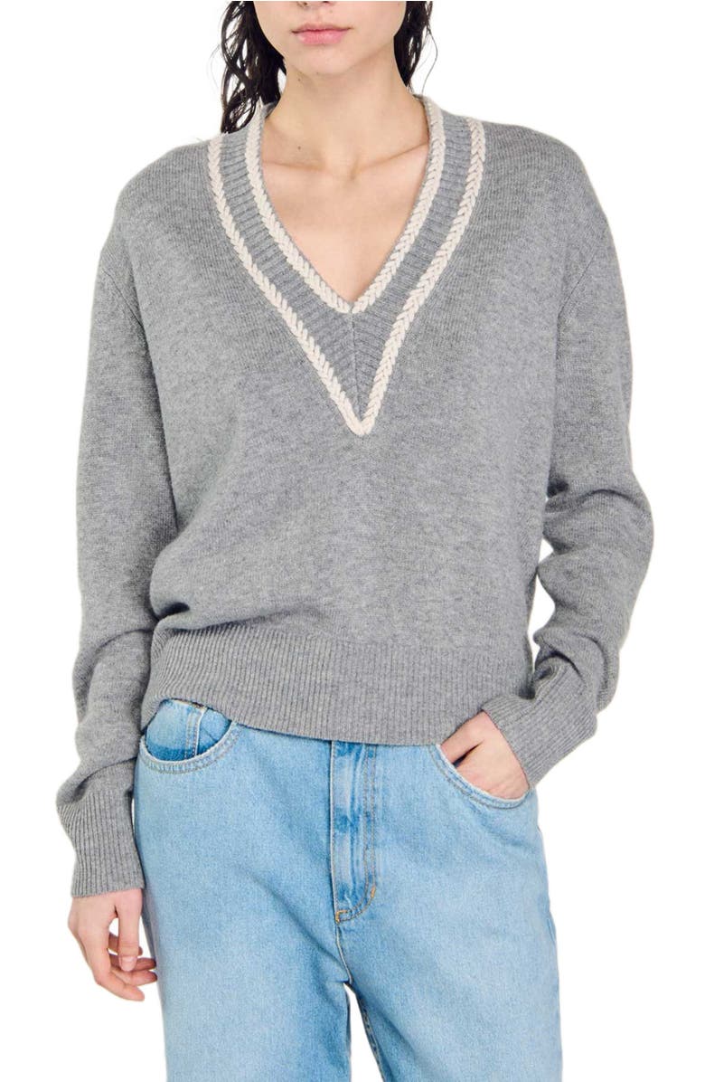 SANDRO Wool and cashmere sweater, Main, color, 