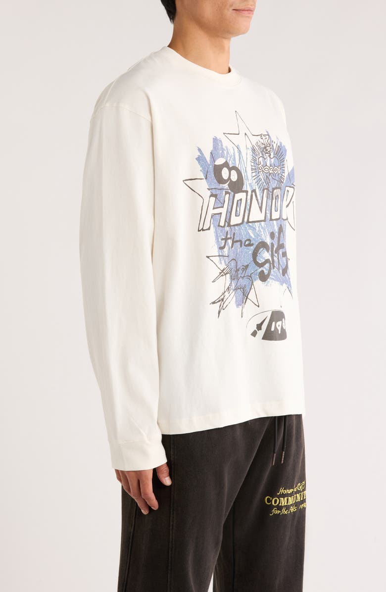 HONOR THE GIFT Pop Art Long Sleeve Cotton Graphic T-Shirt, Alternate, color, White