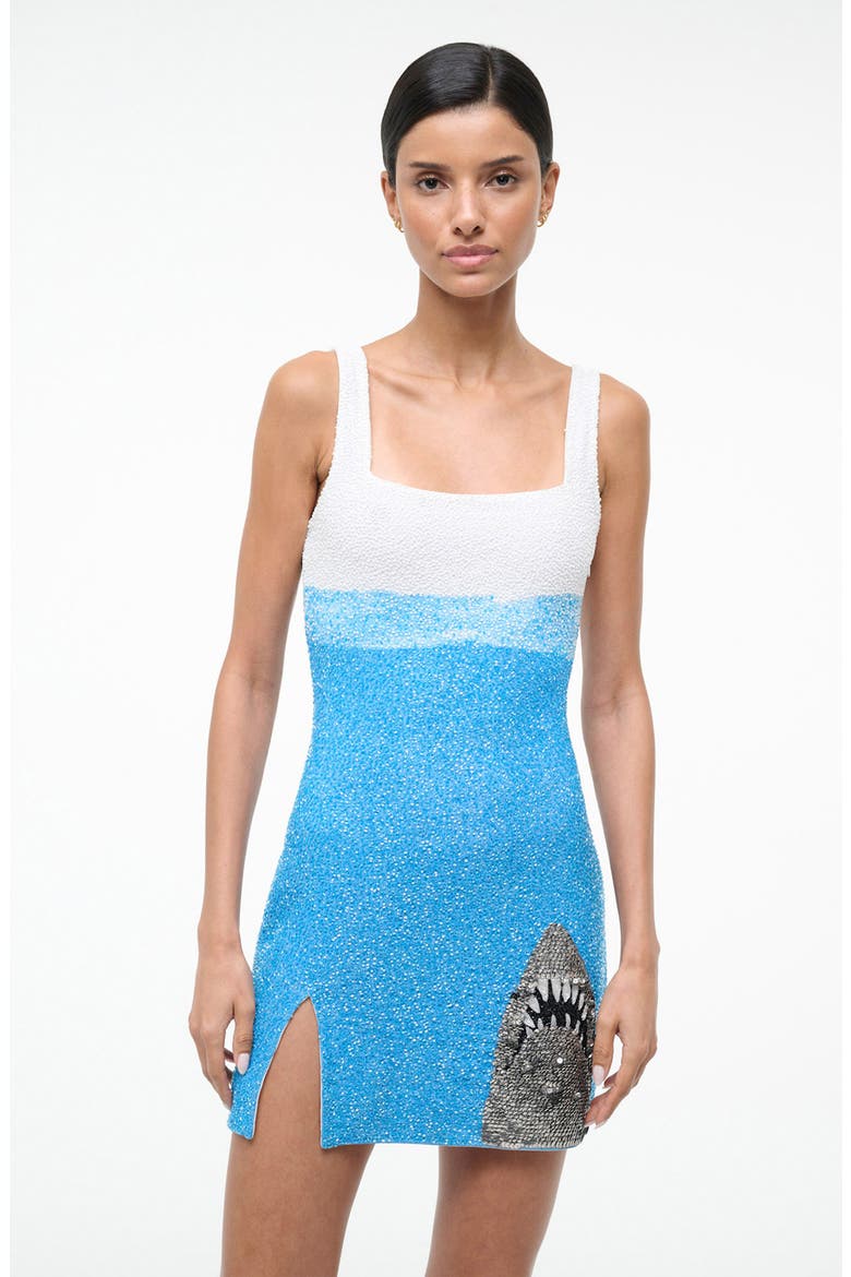 Le Sable Sequin Shark Detail Cocktail Minidress, Alternate, color, GREAT WHITE