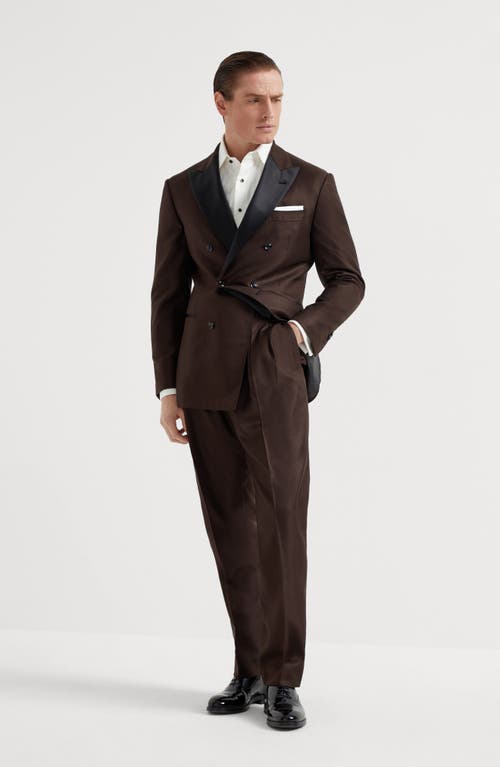 Shop Brunello Cucinelli Tuxedo With One-and-a-half-breasted Jacket In Brown