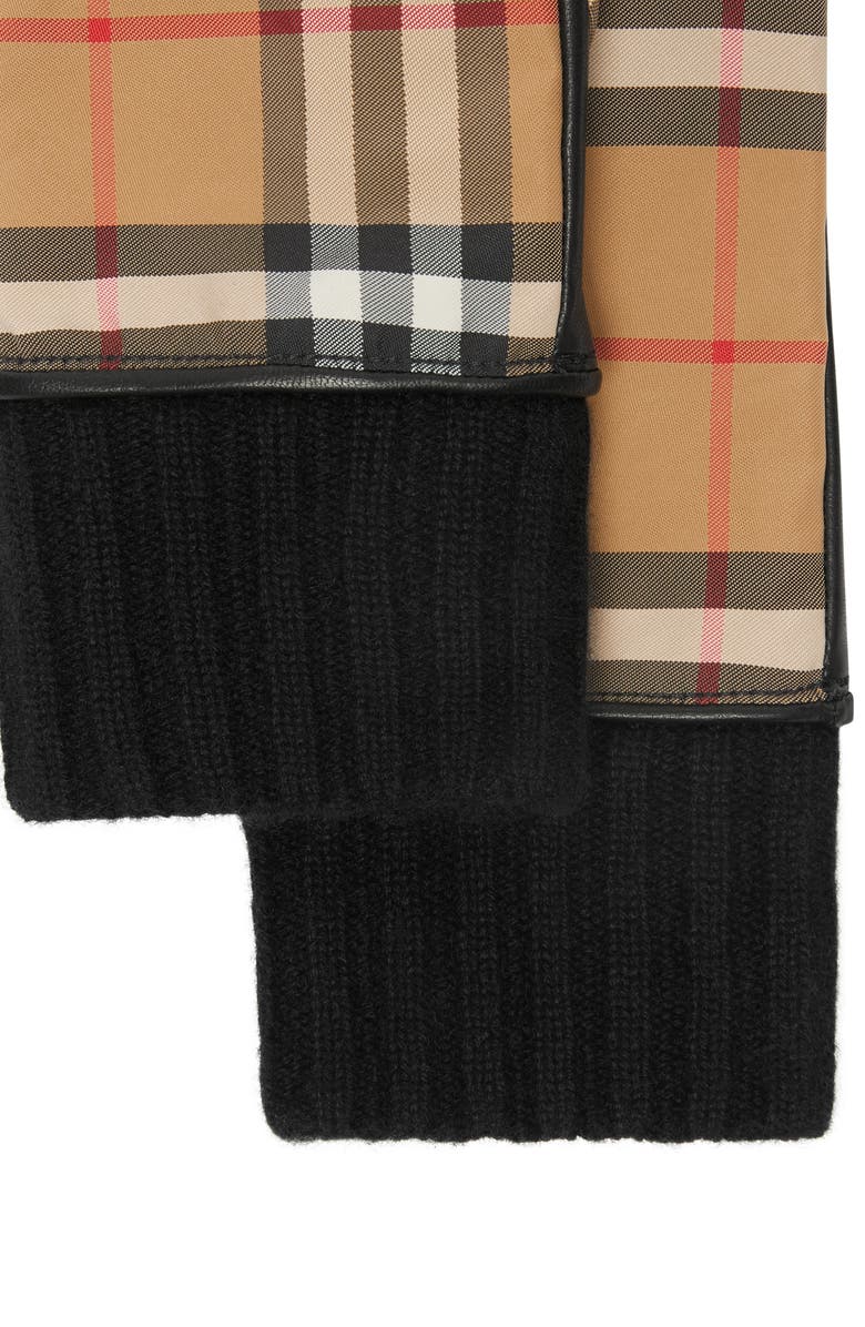 Burberry Cashmere Lined Vintage Check & Leather Gloves, Alternate, color, 
