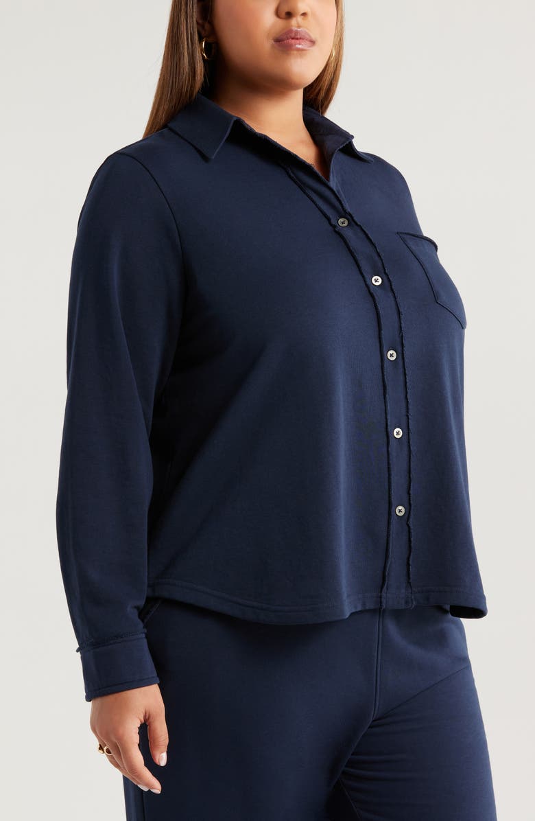 Caslon<sup>®</sup> French Terry Button-Up Shirt, Alternate, color,