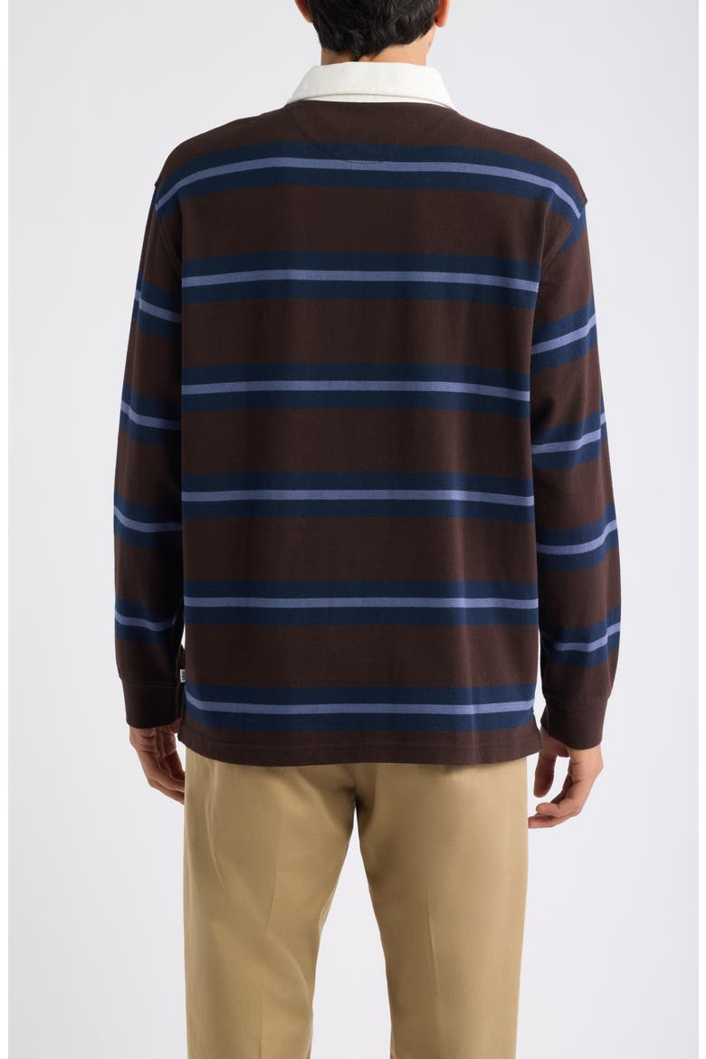 Rowhill Rugby Mirror Stripe Long Sleeve Polo, Alternate, color, BROWN / BLUE
