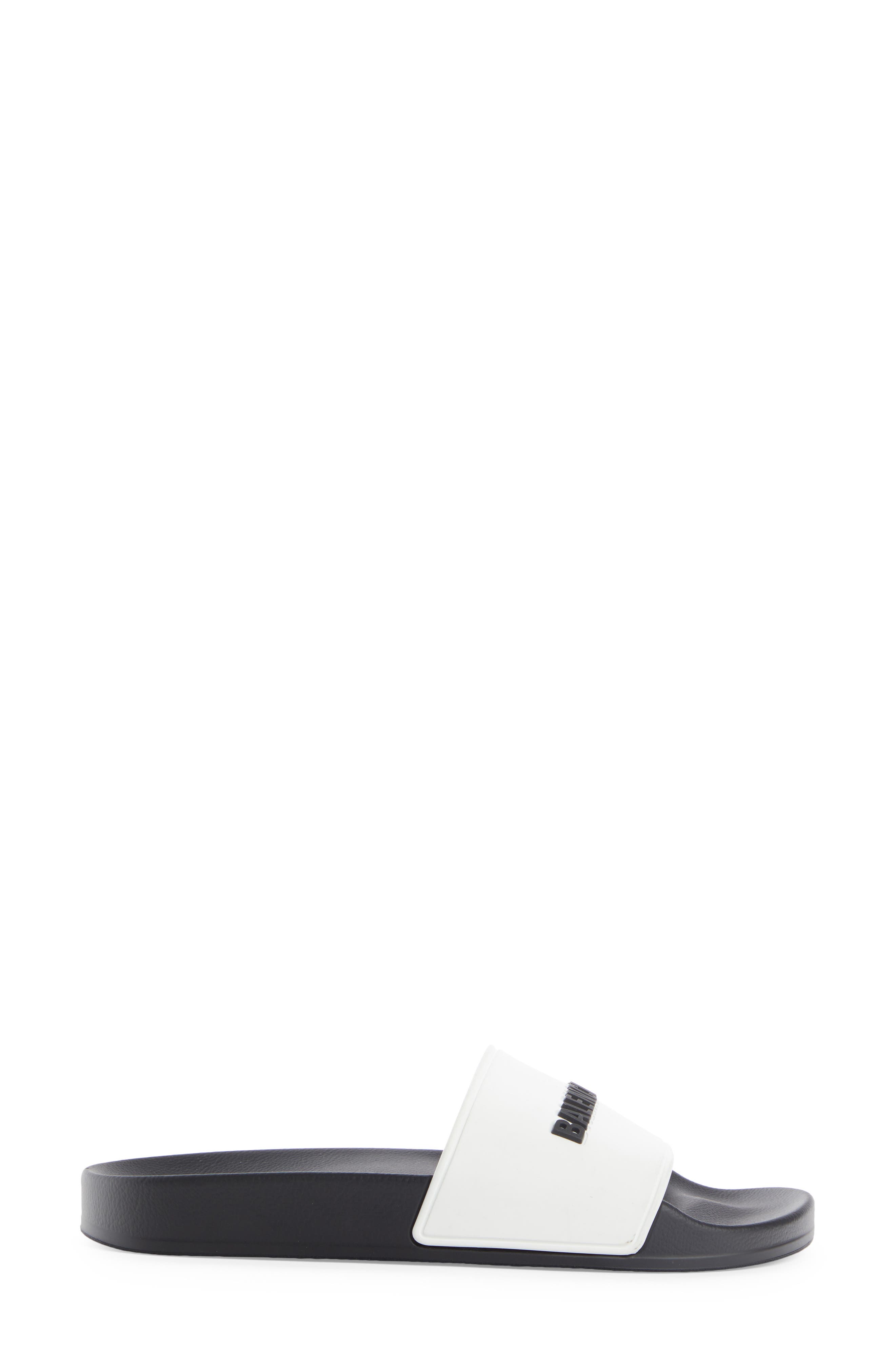 Logo Pool Slide Sandal, Alternate, color, WHITE/ BLACK/ BLACK