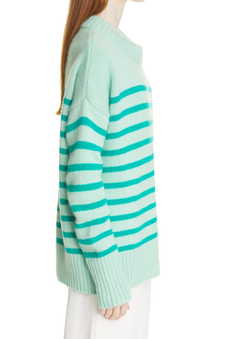 Marin Stripe Wool & Cashmere Sweater, Alternate, color, MINT/ GREEN ONYX