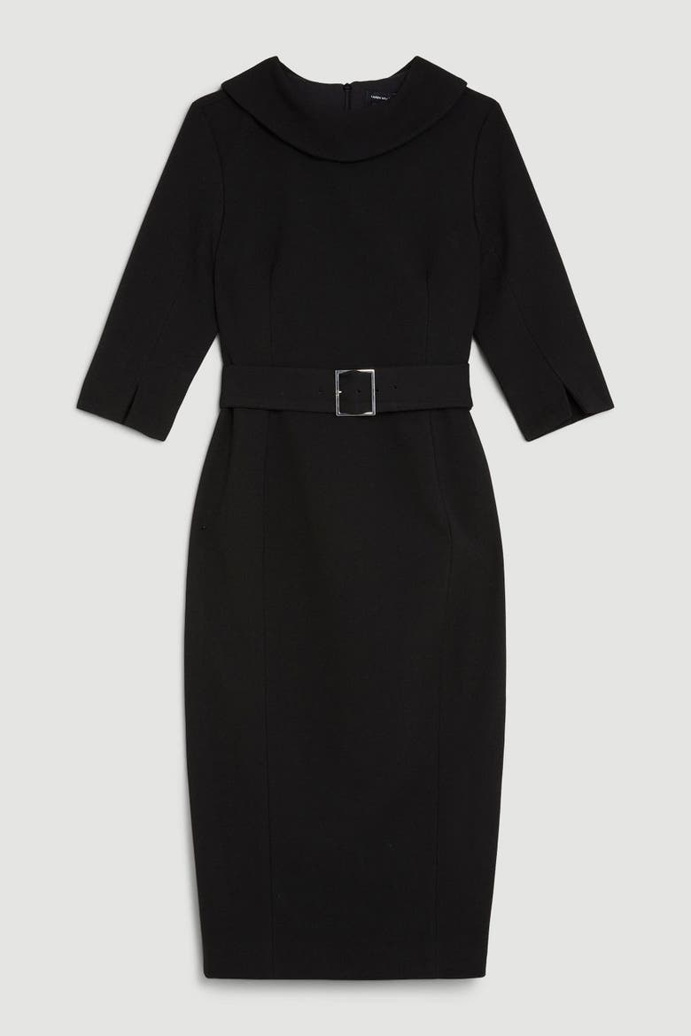 Petite Roll Neck Pencil Midi Dress, Alternate, color, Black