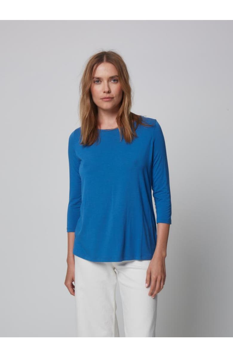 Majestic Filatures Soft Touch 3/4 Sleeve Crewneck, Main, color, Milk