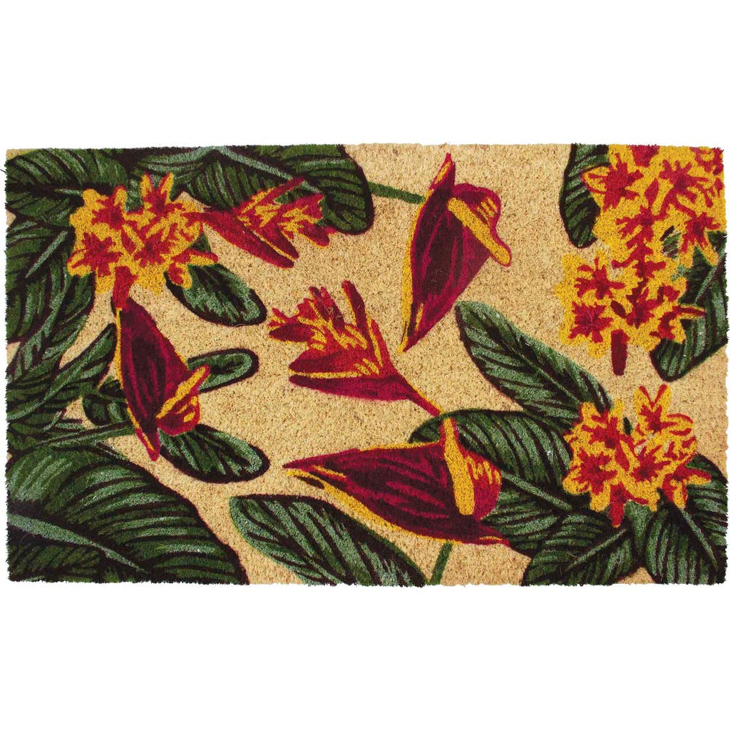 Entryways Paradise In Bloom Coir Doormat In Green