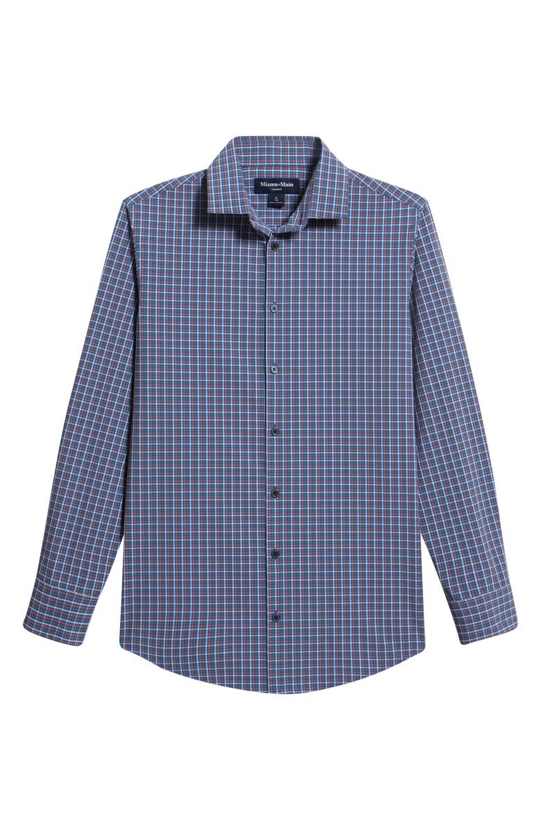 Mizzen+Main Leeward No Tuck Trim Fit Plaid Performance Button-Up Shirt, Alternate, color, Cobalt Doug Plaid